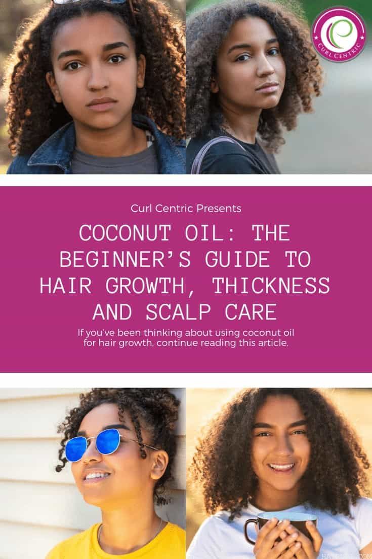 Learn how to use coconut oil and its healthy fats for hair growth, essential moisture, pre-pooing, hair loss, treating dandruff, deep conditioning treatments, and many other DIY benefits. Whether you're using the oil for your skin or your hair health, coconut oil recipes are common for women with curly hair and those with 4a, 4b, and 4c hair types. Use this step-by-step guide to start immediately with our tips, inspiration, and other advice. #coconut #hair #oil #recipes #dandruff #growth
