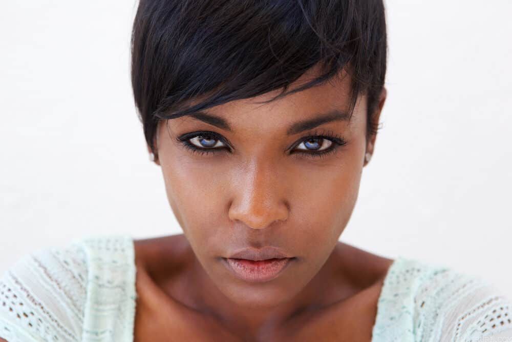 Beautiful black girl with a model face with 4C hair cuticles