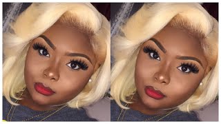 Makeup Tutorial With A Classic Red Lip | Black Women Ft. Eva Hair Wigs