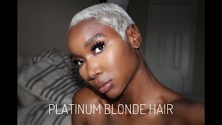 Buzzcut Platinum Blonde Hair At Home Routine|Black Women Hair