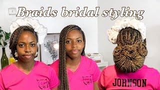 How To Style Box Braids | Wedding Hairstyle |Bridalhairstye  #Louisihuefo #Howtostylebraids