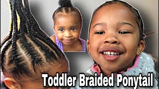 Easy Hairstyle For Little Black Girls | Braided Ponytail Updo