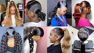 New & Latest Sleek Ponytail Hairstyles For Black Women | Cute