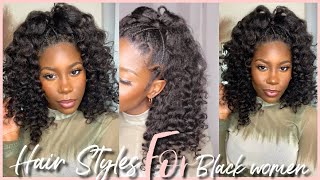 Easy Half Up Half Down Hairstyle For Medium To Long Hair | Black Women