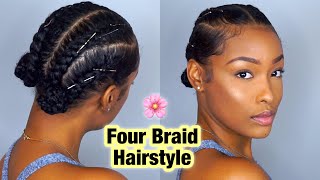 Simple Four Braid Hairstyle For Natural Hair! | Fabulousbre