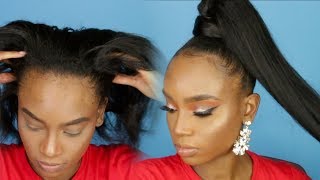 Easy High Ponytail With Weave! Hairstyle That Lasts! Ft Beauty Forever Hair