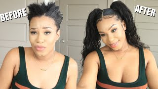 Pig Tails With Weave On Extremely Short Hair! Short Hair Transformation