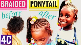 Heart Braid Braided Ponytail Hairstyle For Black Girls || Little Girl Braided Hairstyle