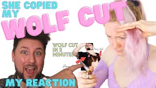 Wolf Cut In 5 Minutes At Home Reaction Video How To Cut A Wolf Cut Tutorial Tiktok Hair Trend 2021