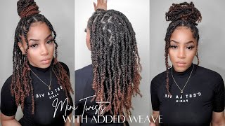 Mini Twists On Short Hair With Added Weave In 2.5 Hrs | Easy Crochet Method | Sharronreneé