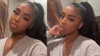 How To : Glueless Invisible Ponytail On Natural Hair | Barbie Ponytail | Quick Weave Ponytail