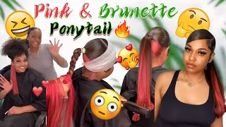 Pink Skunk Stripes Barbie Ponytail! Trending Swoop Hairstyle Using Weave Ft. #Ulahair