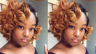 Gluless Quick Weave  | Quick Weave  | Purple Pack | Curly Bob | How To | Honey Blonde Hair