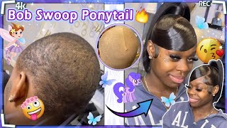 Invisible Frontals Ponytail Sleek!Short Ponytail Using Weave W/Swoop #Ulahair Review