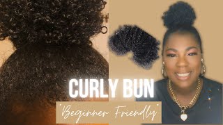Diy Easy No Heat Curly High Bun On 4C/B Natural Hair | Protective Style Tutorial| Ayeecourt