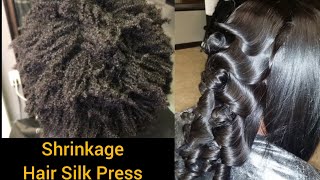 Healthy Silk Press And Trim On  Natural 4C Shrinkage Hair/Black Women