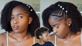 Side Braids With Afro Hairstyle On Short 4C Natural Hair + Clip-In Install!!!Curlscurls.Com|Mona B