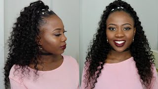Half Up Half Down Quick Weave Hairstyle On Short Natural 4C Hair Tutorial | Tinashe Hair