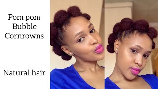 Pom Pom Bubble Cornrows | Rubber Bands Hairstyle | Bubble Braids On Natural Hair | South African