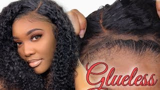 Truly Glueless Lace Frontal Wig Install! | No Gels Or Sprays/ Elastic Band Method/Amazon Nadula Hair