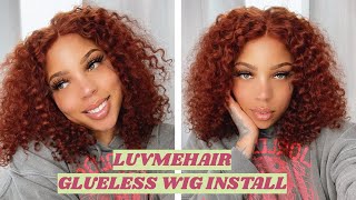 Luvme Hair Glueless Wig Install | Cinnamon Spice Curly Compact Frontal Wig