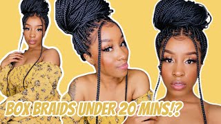 Get Waist Length Box Braids Under 20 Minutes!?|Lace Front Wig|Neat & Sleek Braided Wig|Easy Install!