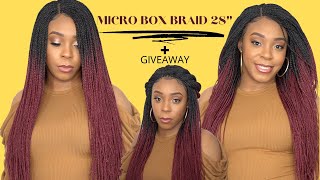 Sensationnel Cloud 9 Synthetic Hair 4X4 Swiss Lace Wig- Micro Box Braid 28 +Giveaway --/Wigtypes.Com