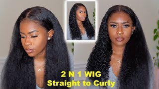The Best 2 In 1Wig!! Crystal Lace Front & Super Natural Hairline!! Straight To Curly!!!Geniuswigs