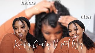 No Lace ! No Glue? Kinky Curly V-Part Wig |Unice Hair| Briana Iyana