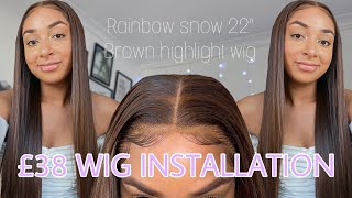 £38 Brown Highlights Lace Front Wig Installation | Rainbow Snow Amazon Synthetic Wigs Uk