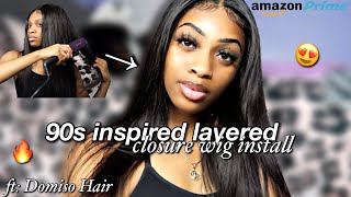 Affordable Closure Wig Install For Beginners..90S Inspired Layered Look | Ft. Domiso Hair