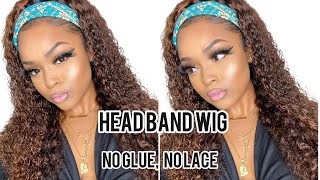 Absolutely No Lace, No Glue! New Headband Wig Install Ft. Westkiss Hair|Ari J.