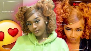Brown And Ginger Color Straight Out The Pack Lace Frontal Wig Install Ft. Unice Hair