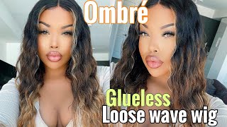Glueless Loose Wave Ombre Wig Easy Install - Premium Lace Wigs