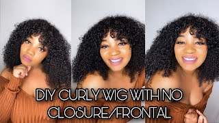 How To Make A No Closure/Frontal Wig With Bangs| *Very Beginner Freindly| Iseehair