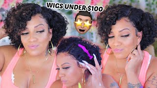 Under $100 Wigs⎟Short Layered Curly Pixie Bob T Part Lace Front Wig #Ygwigs #Muffinismylovers