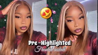 Pre-Highlighted Frontal Wig Install |4#27 26Inch Bodywave Eullair Hair
