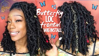 Butterfly Locs Wig Install  Distressed Faux Locs Lace Frontal Wig  Glueless Install  | Wms