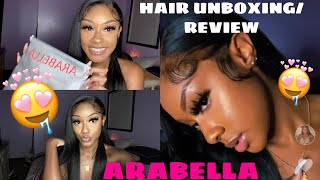 Arabella Hair Review/ Unboxing | Body Wave 13X6 Frontal Wig Review | Bomb Silky Straight Hair!