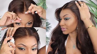 100% Glueless Wig For Beginners! No Glue Adhesive & No Skills Needed | Glamazontay  Ft. Hairvivi
