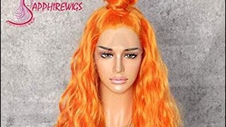 Must Have Amazon Bright Orange Synthetic Lace Front Wig Install  | Sapphire Wigs |~ Lacararenee_Mua
