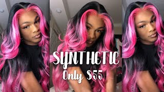 Sensational Tiktok / Pink And Black Synthetic Wig | $55