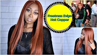 Hot Copper Hair  Freetress Delux Synthetic  Lace Front Wig - Evlyn ☆ Samsbeauty