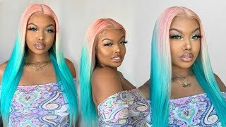 Easy Water Color Ombre Unicorn Hair Ft Premium Lace Wigs