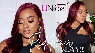 Lace Frontal Wig From Unice Hair 99J Colour | Glueless Wig Application | Arianne Styllz
