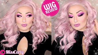 ✨Lace Front Wig Review! ✨ Sapphire Wigs| Light Purple Pink Curly Wig | Amazon + Giveaways!!!