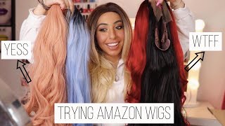 Trying Wigs I Bought From Amazon!! How To Put A Wig On (For Beginners)