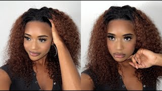 Ombre Chocolate Brown Curly Frontal Wig Install | Luvme
