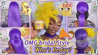 How To: Bridal Hair Style Using Purple Color Lace Frontal Wig Ft. #Ulahair Review