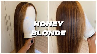 D.I.Y Black To Brown Transformation With Highlights On A Lace Frontal Wig | Honey Blonde